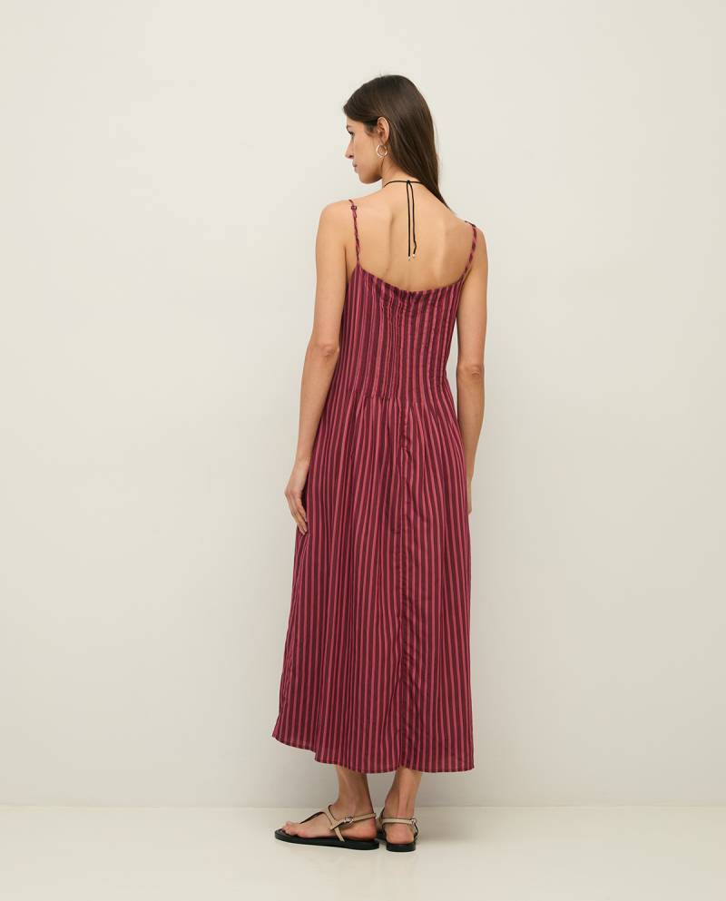 yerse striped midi camisole dress aubergine stripes sketchshop