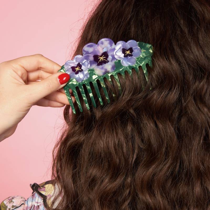 coucou suzette pansies hair comb sketchshop