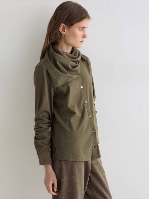yerse shirt removable scarf khaki sketchshop