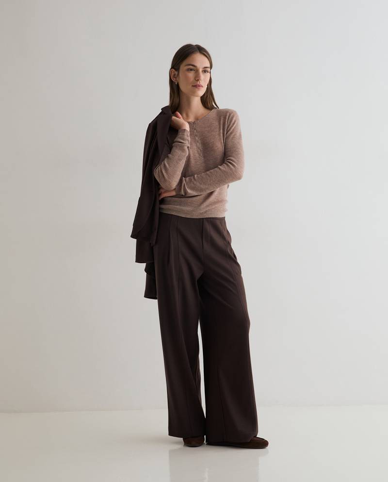yerse wide leg knit trousers chocolate sketchshop