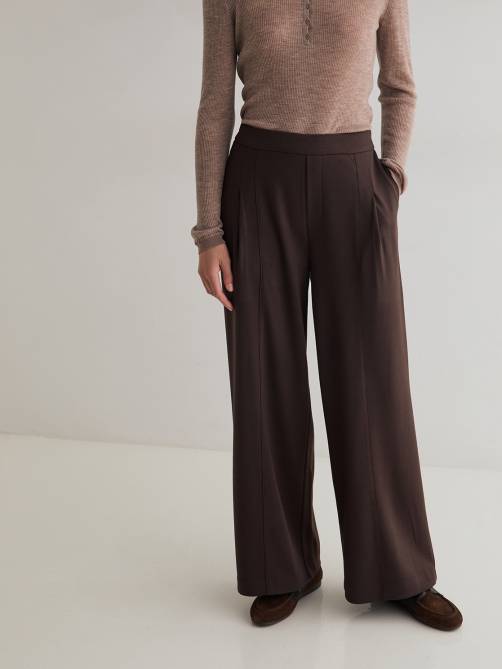 yerse wide leg knit trousers chocolate sketchshop