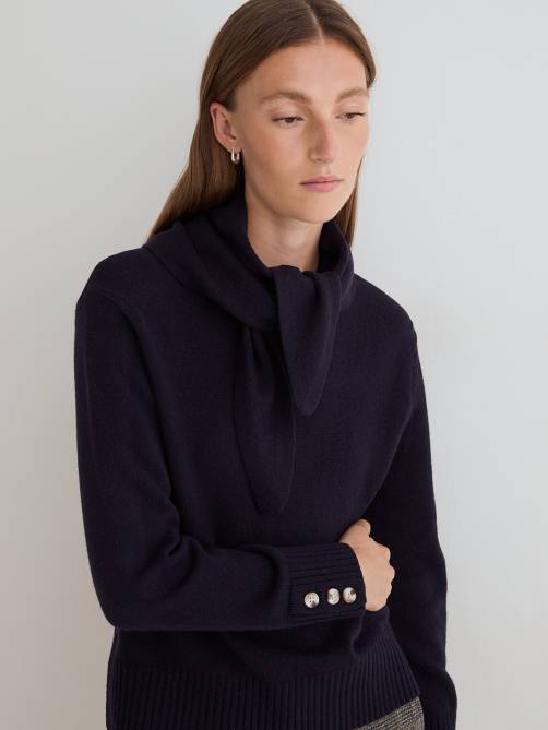 yerse wool sweater scarf navy blue sketchshop