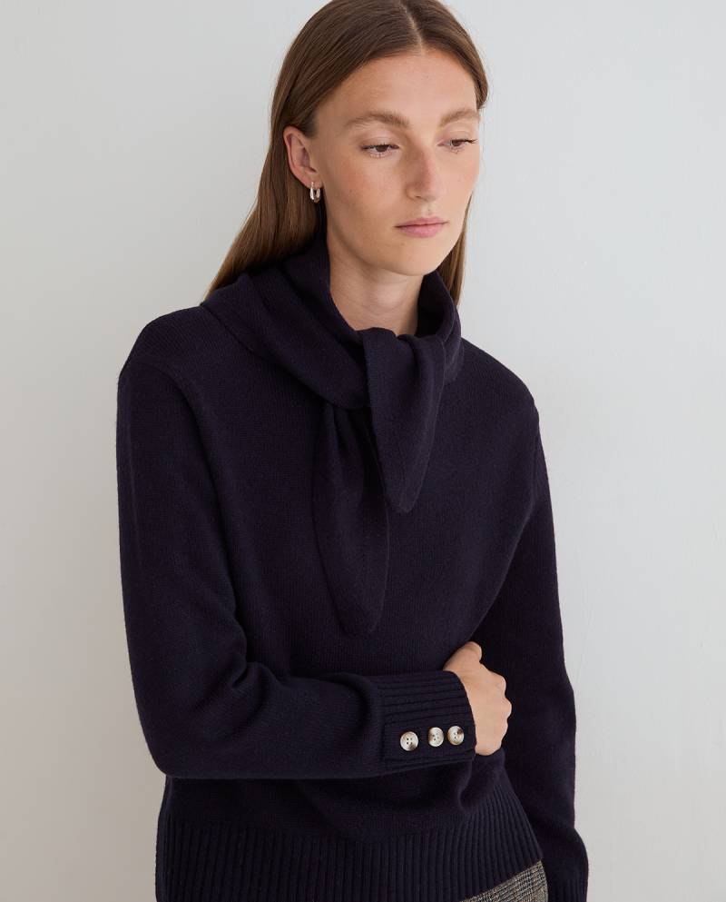yerse wool sweater scarf navy blue sketchshop