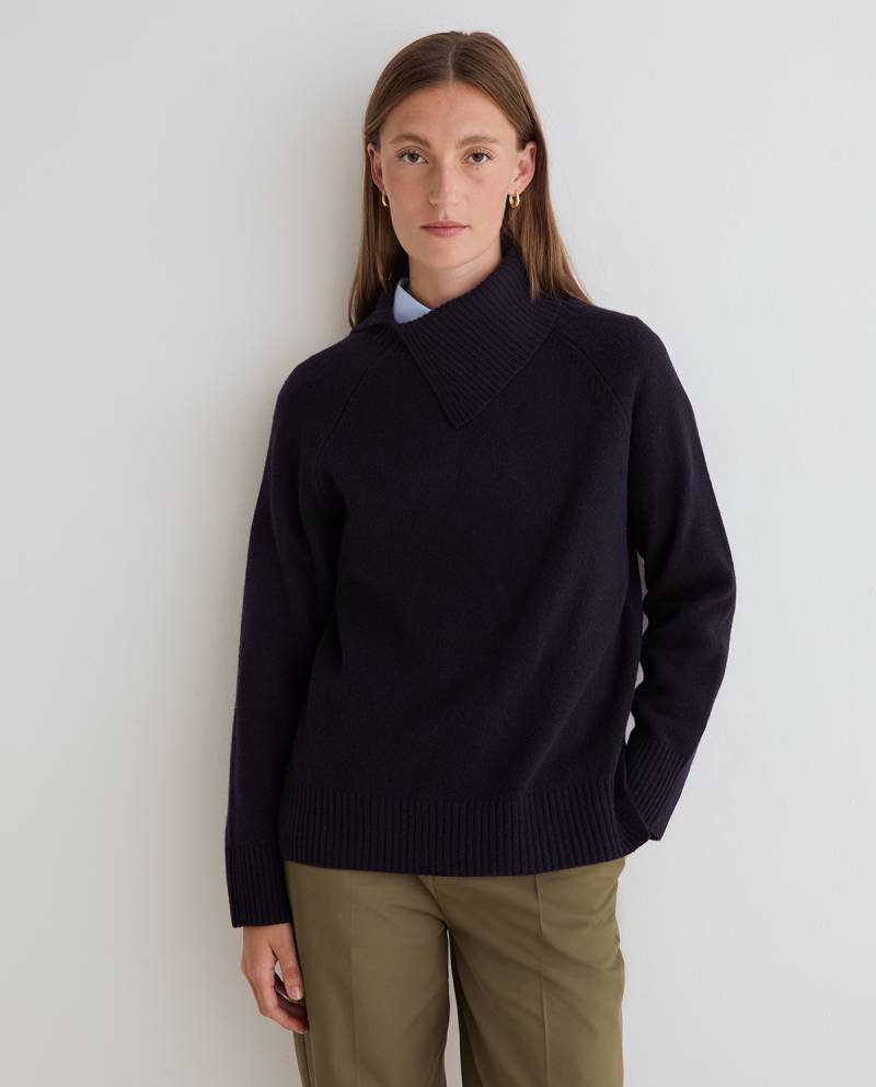 yerse split neck sweater navy blue sketchshop