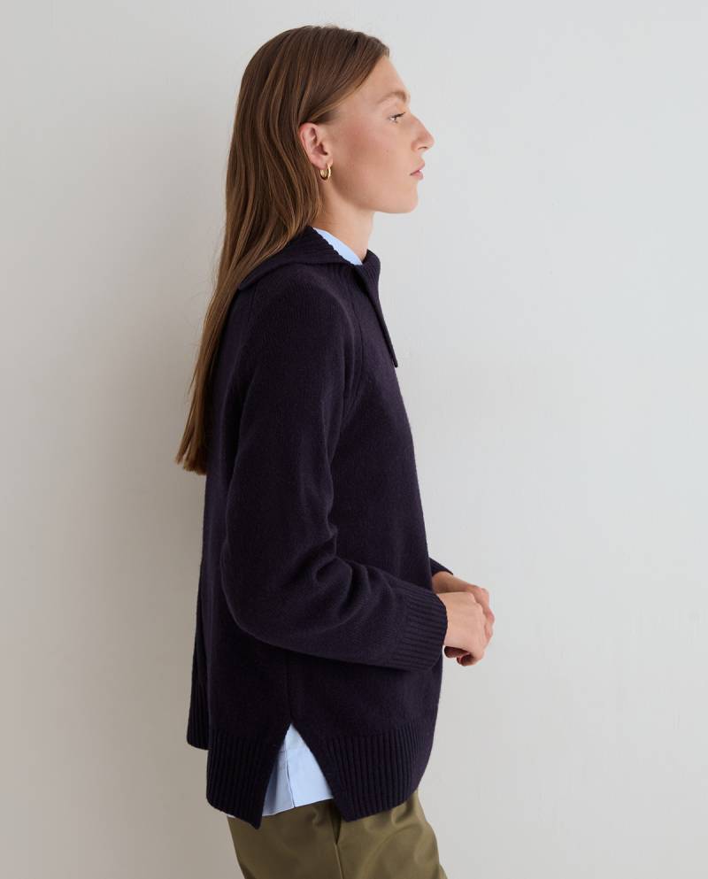 yerse split neck sweater navy blue sketchshop
