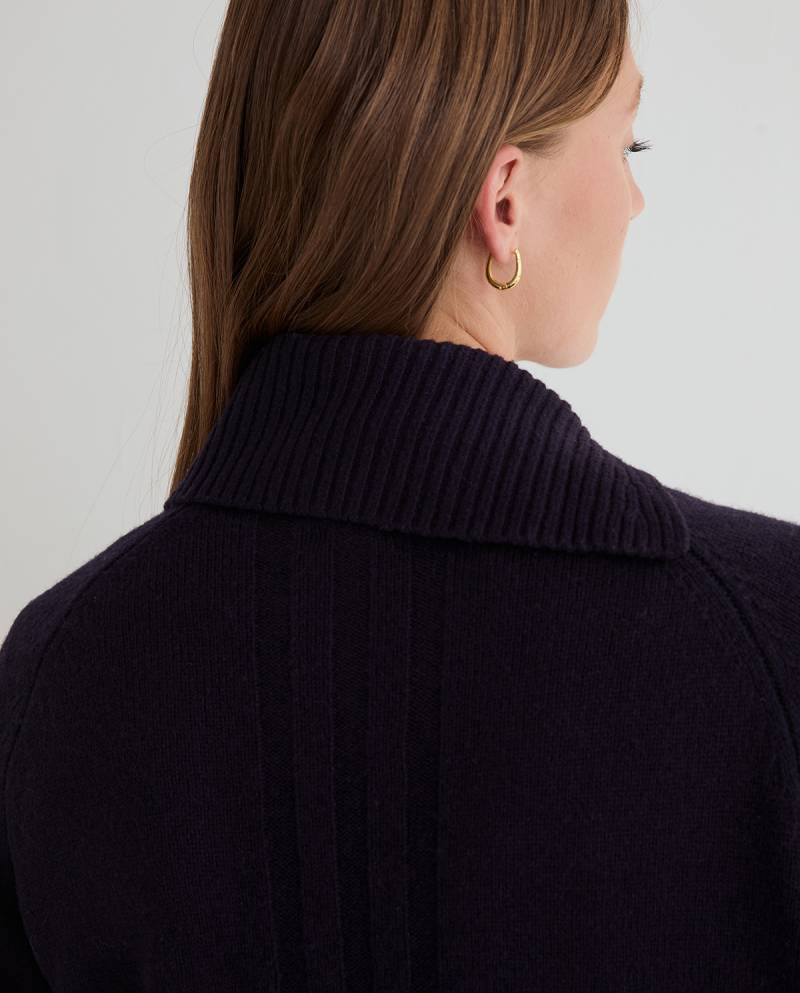 yerse split neck sweater navy blue sketchshop