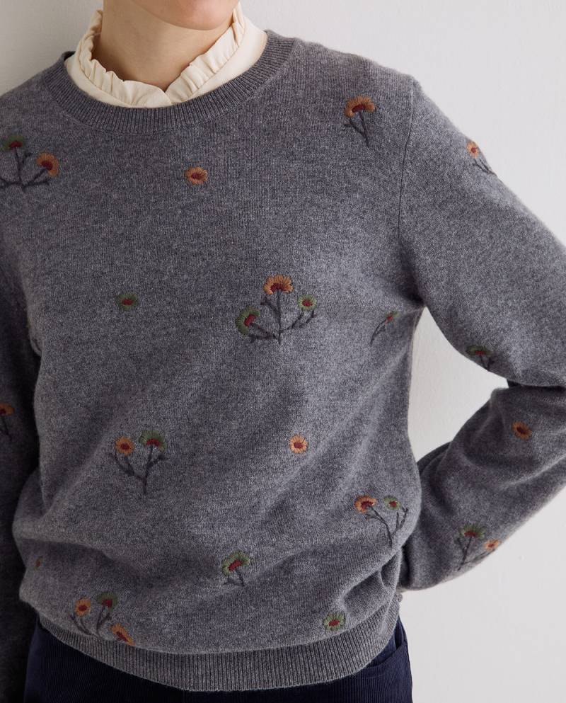 yerse embroidered wool blend sweater grey sketchshop