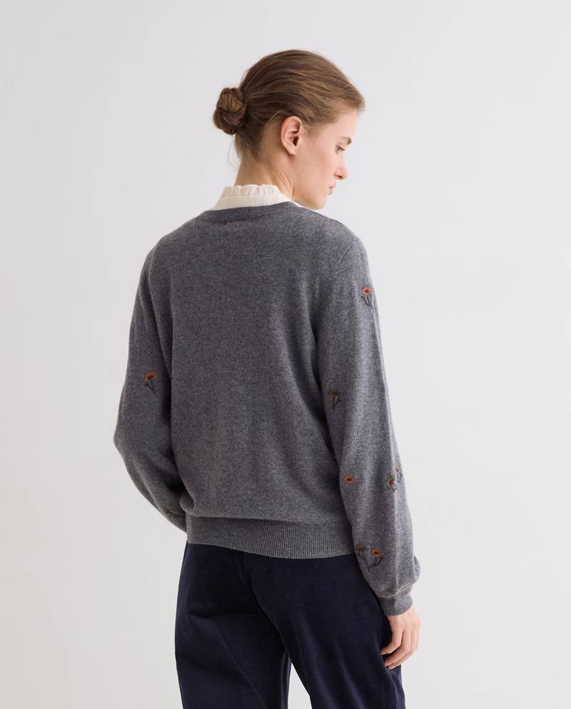 yerse embroidered wool blend sweater grey sketchshop