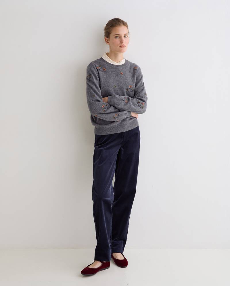 yerse embroidered wool blend sweater grey sketchshop