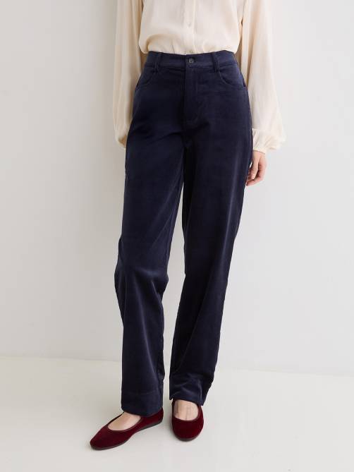 yerse straight fit corduroy trousers navy blue sketchshop