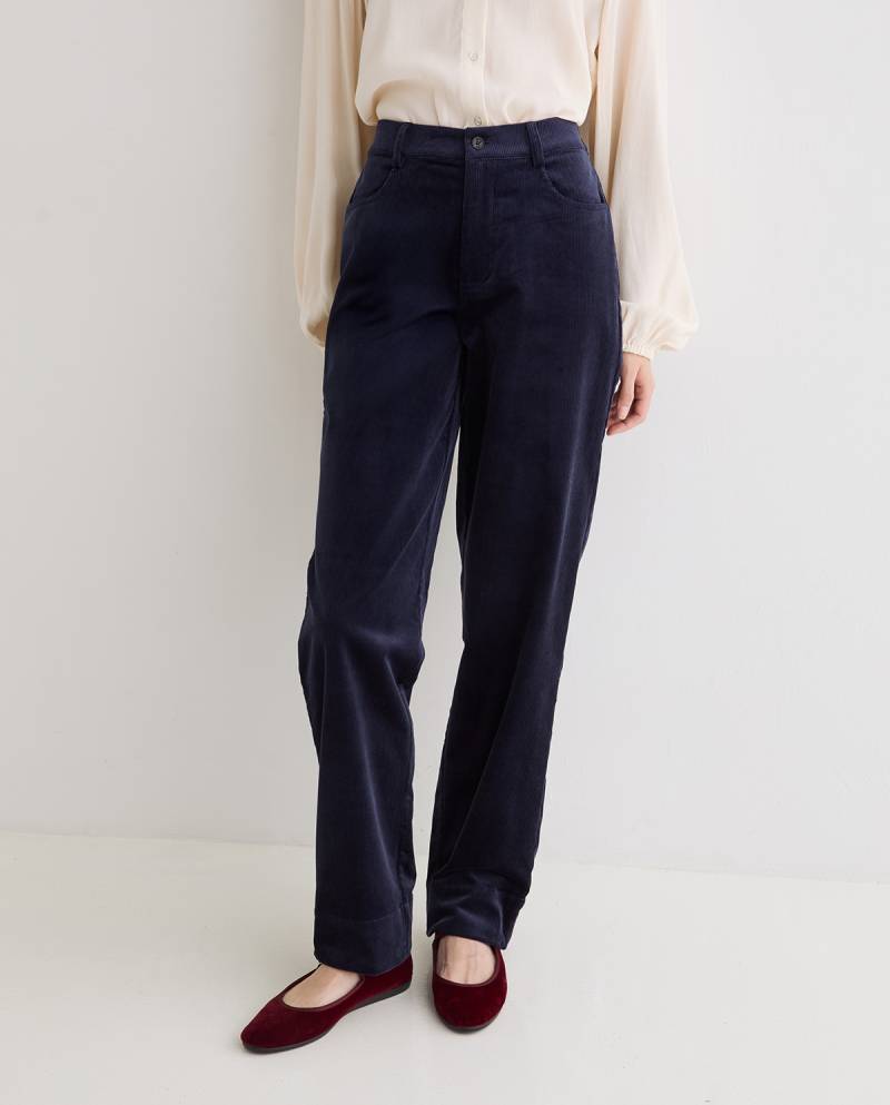 yerse straight fit corduroy trousers navy blue sketchshop
