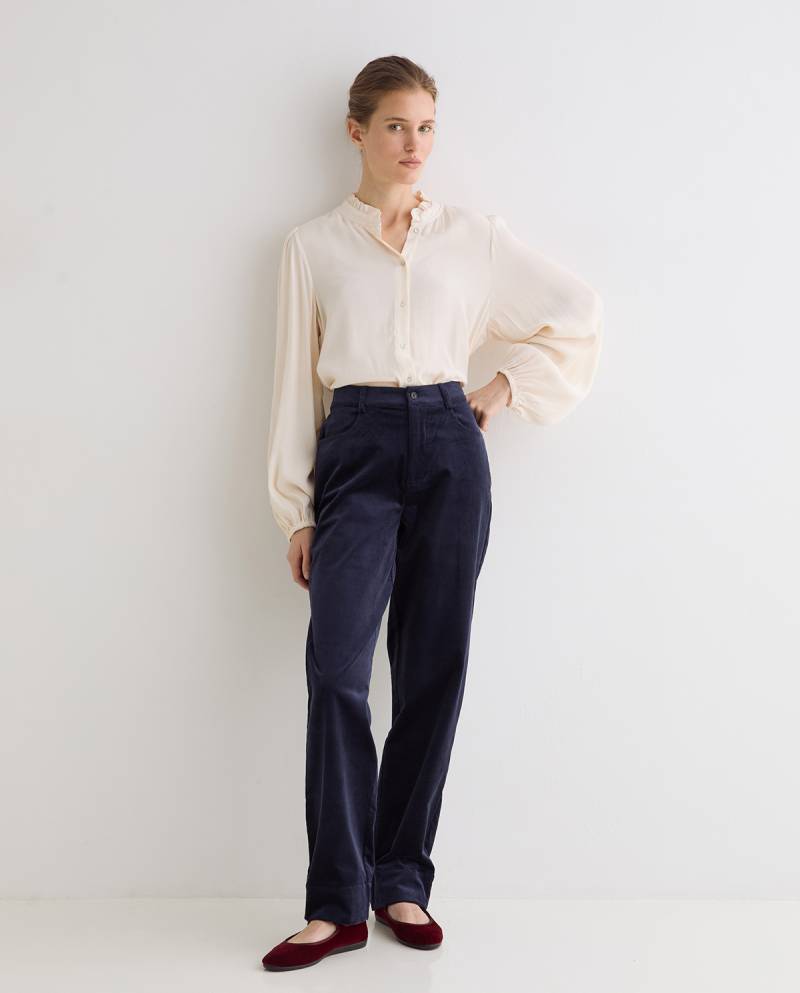 yerse straight fit corduroy trousers navy blue sketchshop