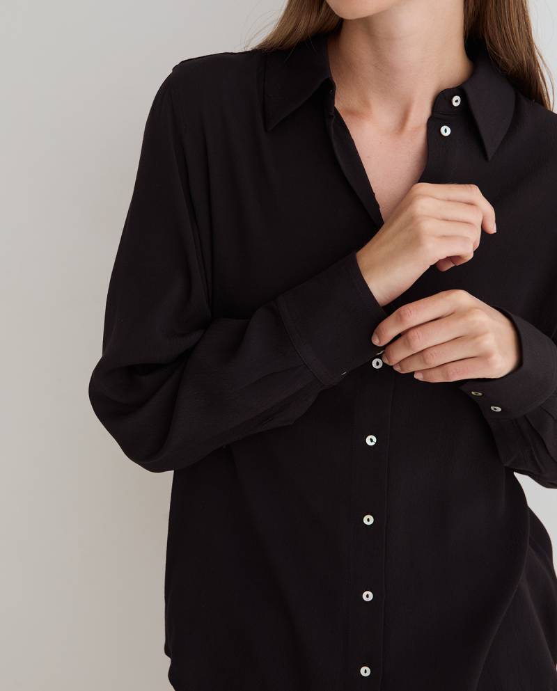 yerse flowy viscose shirt black sketchshop