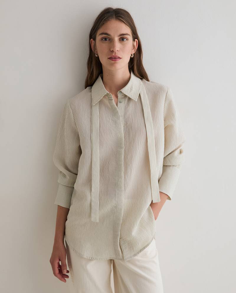 yerse striped ribbon shirt ecru sketchshop