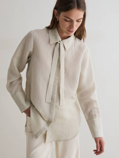 yerse striped ribbon shirt ecru sketchshop