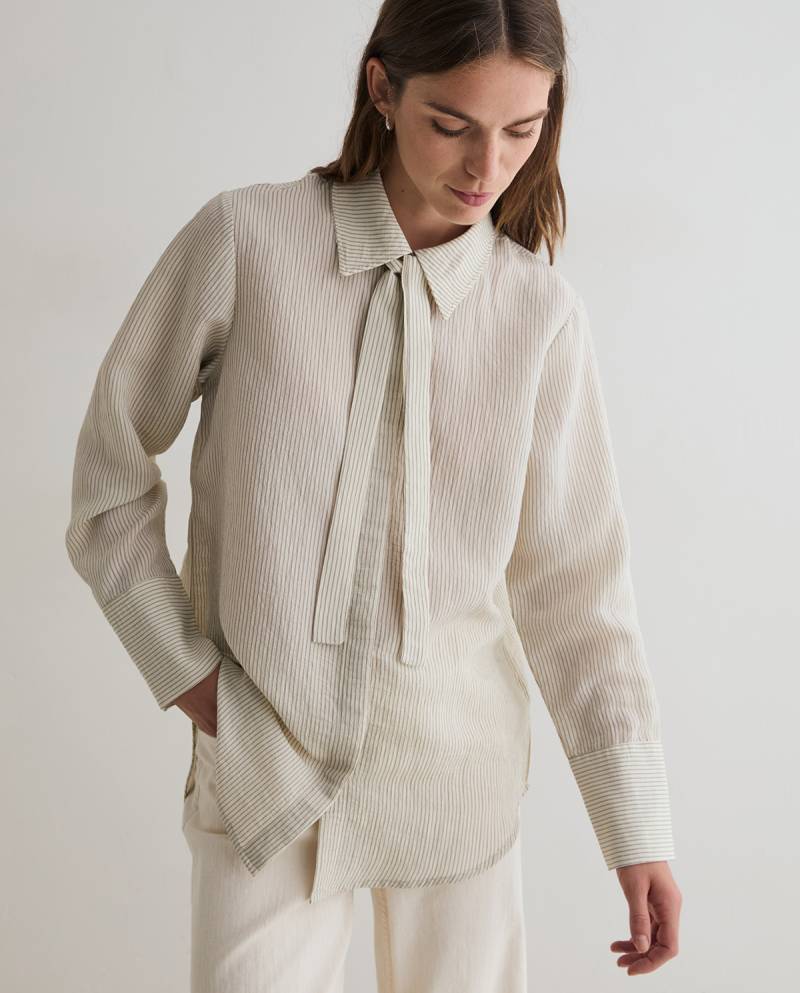 yerse striped ribbon shirt ecru sketchshop