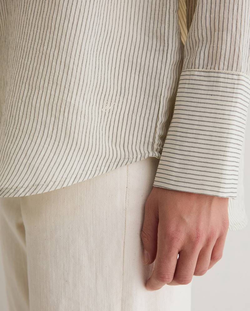 yerse striped ribbon shirt ecru sketchshop