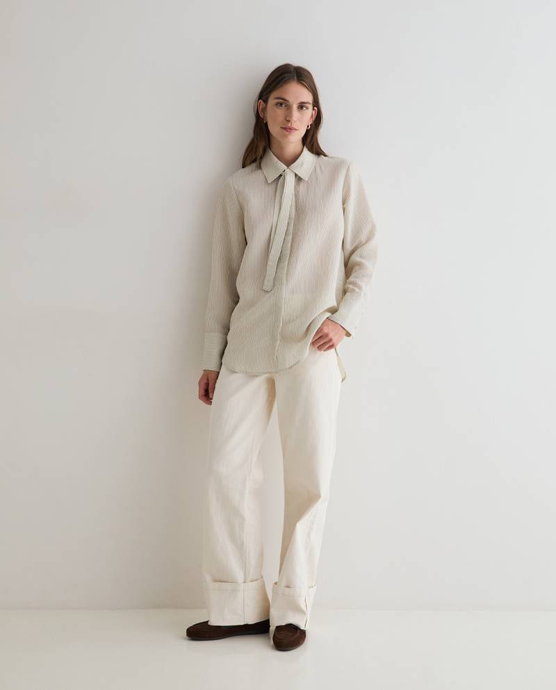 yerse striped ribbon shirt ecru sketchshop