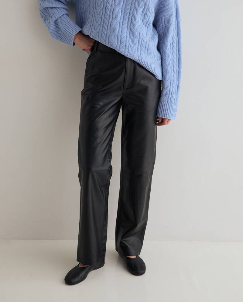yerse straight leather trousers black sketchshop