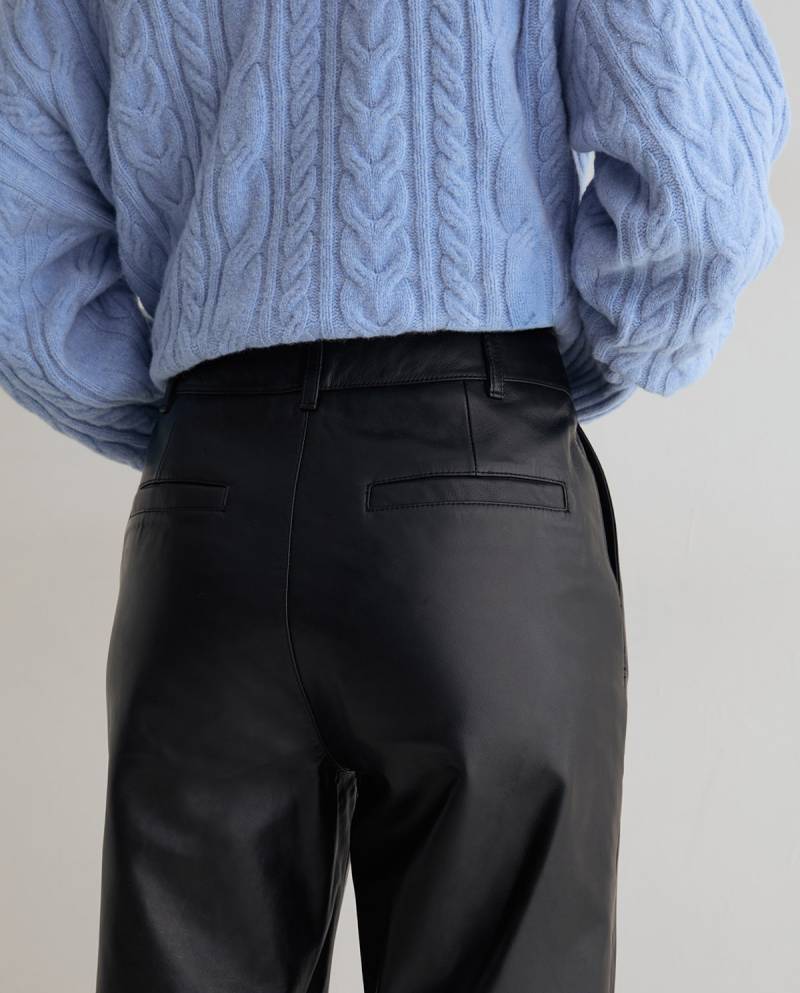 yerse straight leather trousers black sketchshop