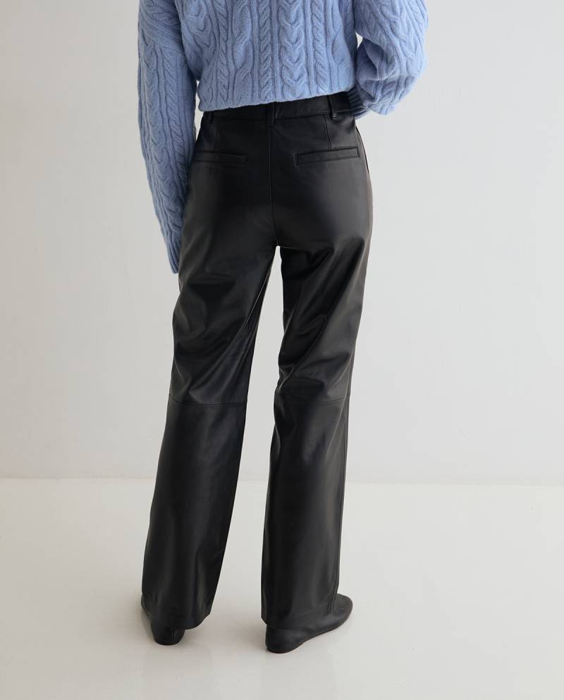 yerse straight leather trousers black sketchshop