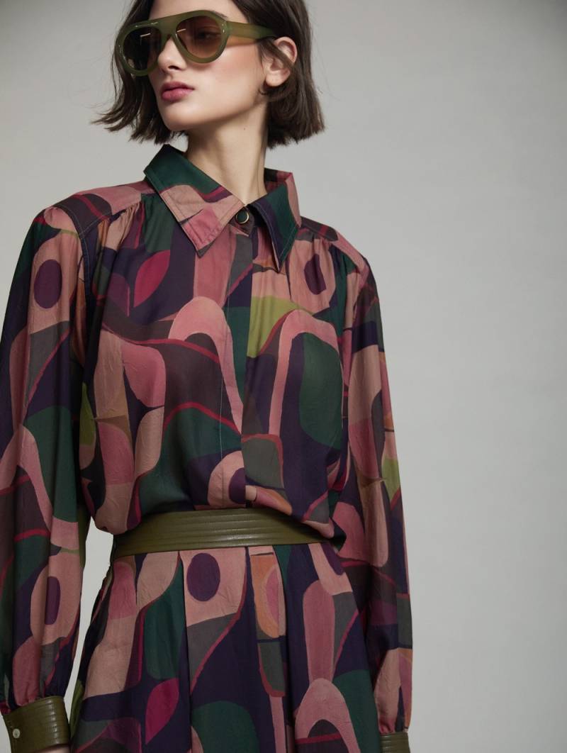 skatie printed shirt faux leather cuffs windsor sketchshop