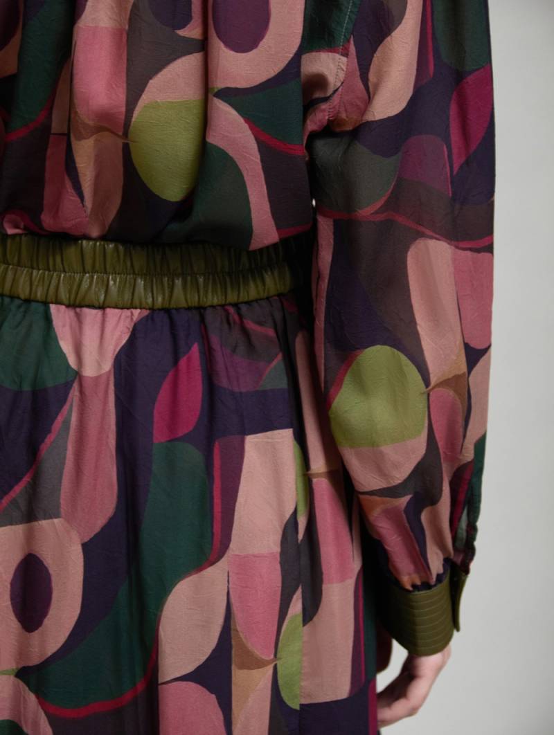 skatie printed skirt faux leather waistband windsor sketchshop