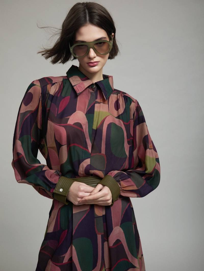 skatie printed shirt faux leather cuffs windsor sketchshop