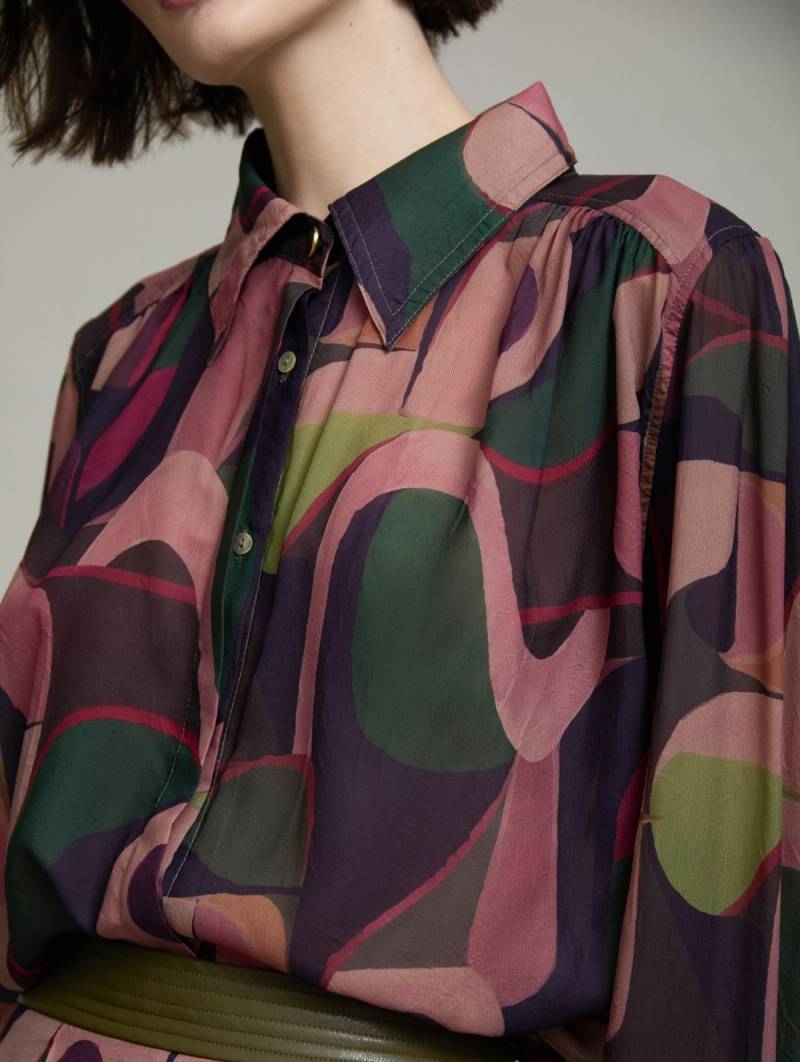 skatie printed shirt faux leather cuffs windsor sketchshop