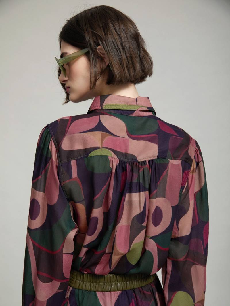 skatie printed shirt faux leather cuffs windsor sketchshop