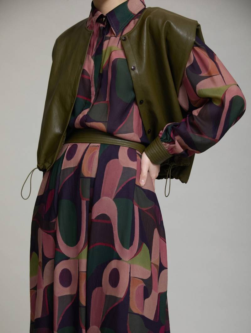 skatie printed skirt faux leather waistband windsor sketchshop