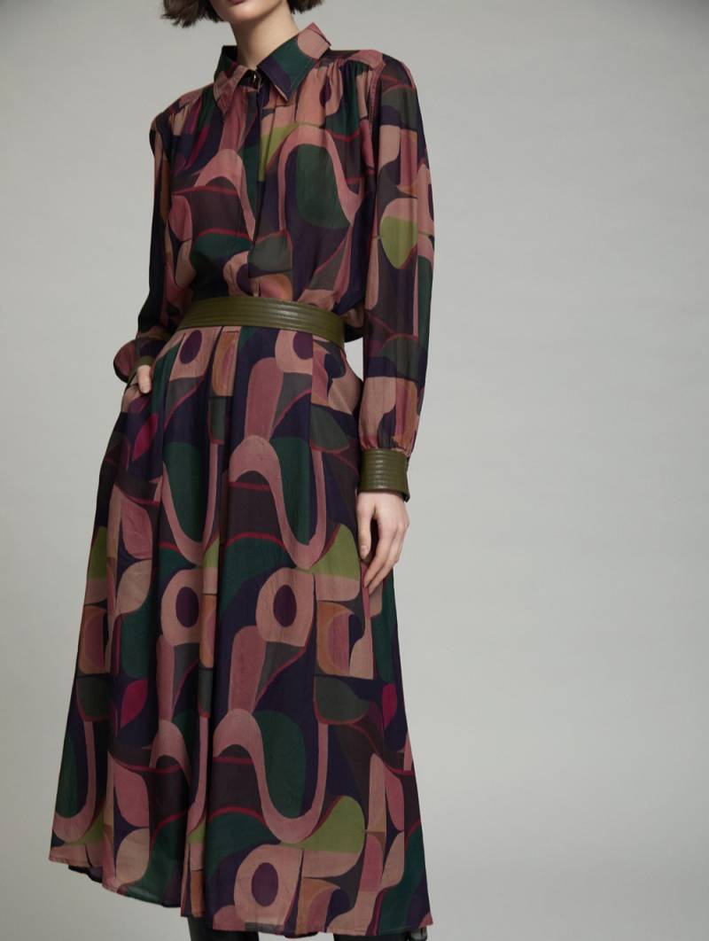 skatie printed skirt faux leather waistband windsor sketchshop