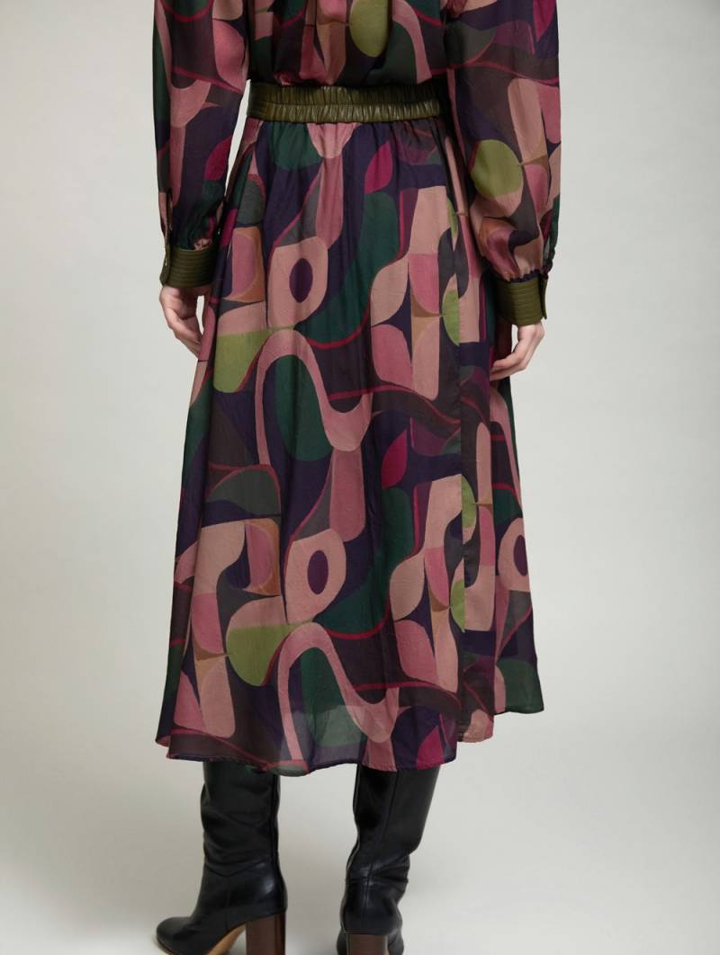 skatie printed skirt faux leather waistband windsor sketchshop