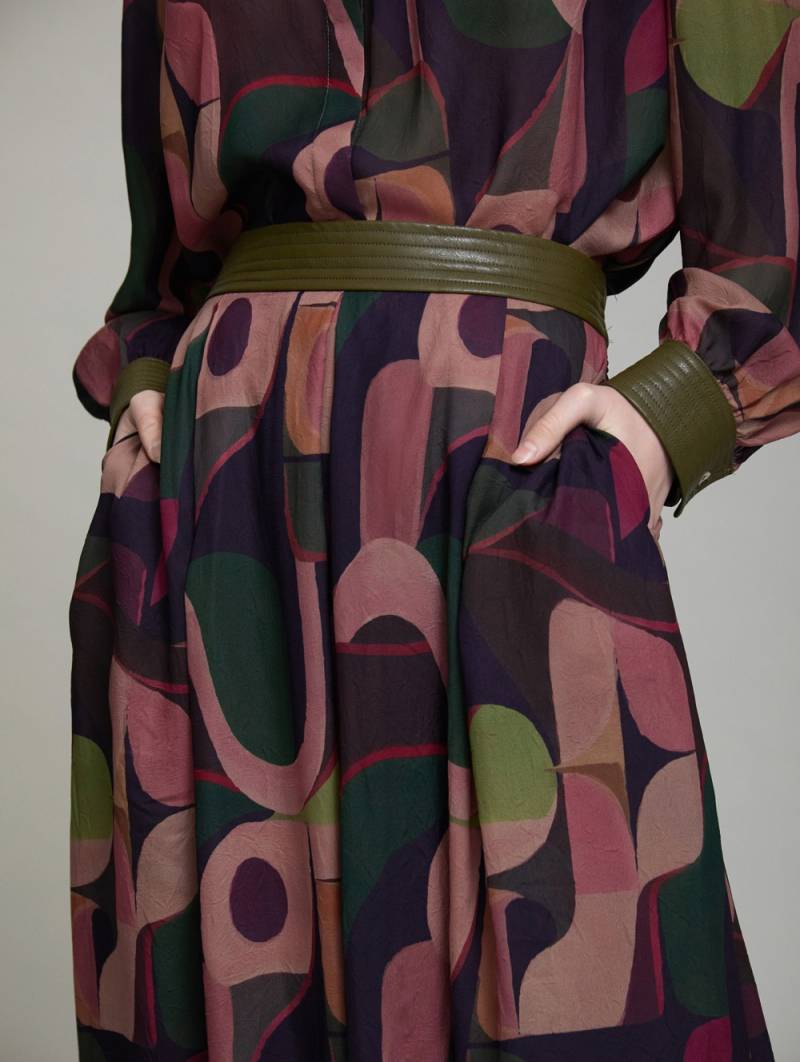 skatie printed skirt faux leather waistband windsor sketchshop
