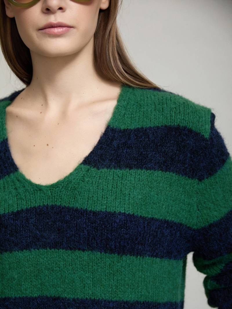 skatie soft knit striped sweater green navy sketchshop