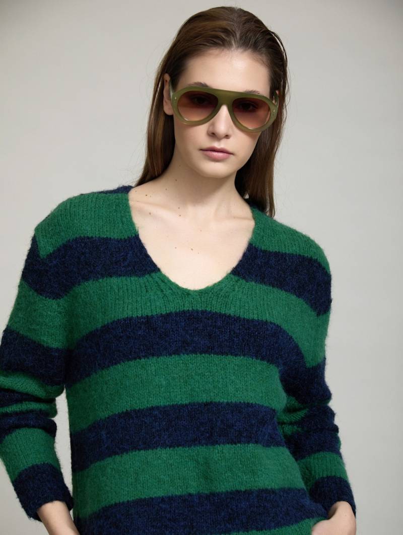 skatie soft knit striped sweater green navy sketchshop