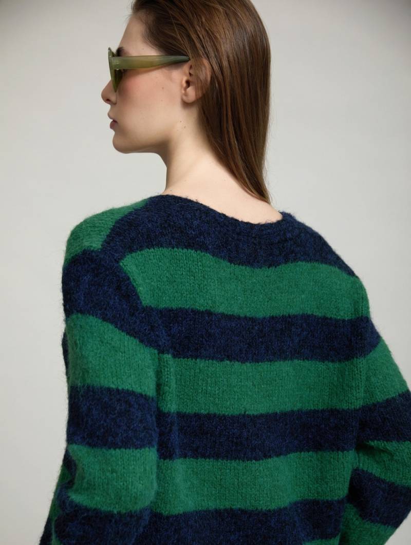 skatie soft knit striped sweater green navy sketchshop
