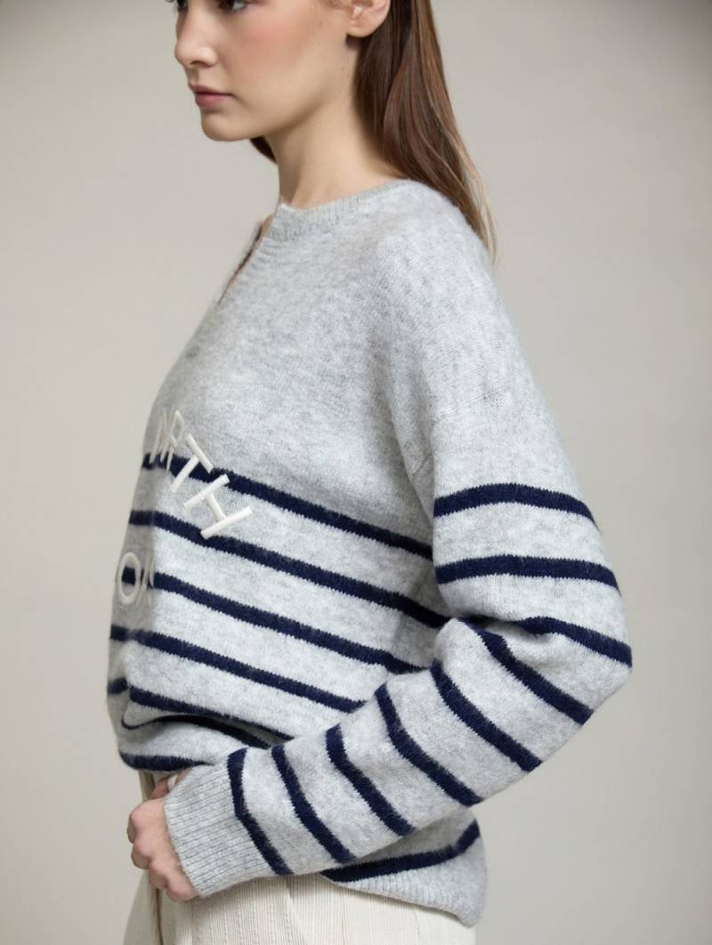 skatie the north coat embroidered sweater grey sketchshop