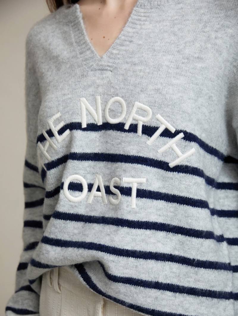 skatie the north coat embroidered sweater grey sketchshop