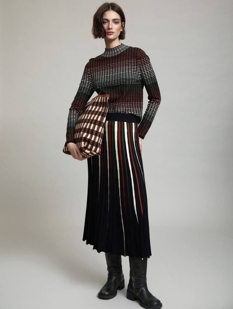 skatie vanise rib midi skirt black sketchshop