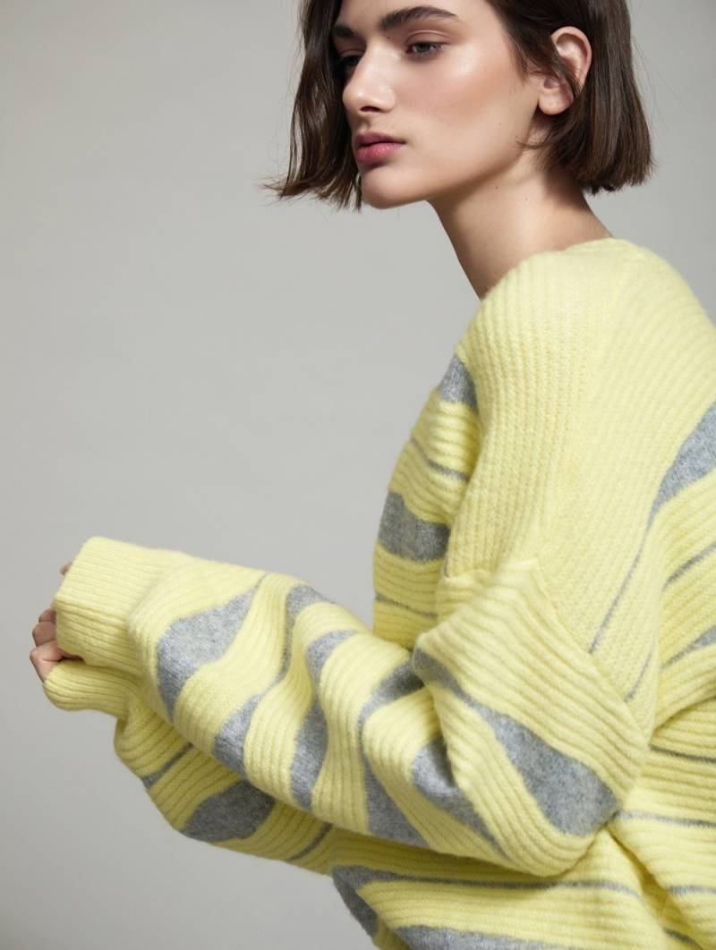 skatie wave intarsia knit sweater yellow sketchshop