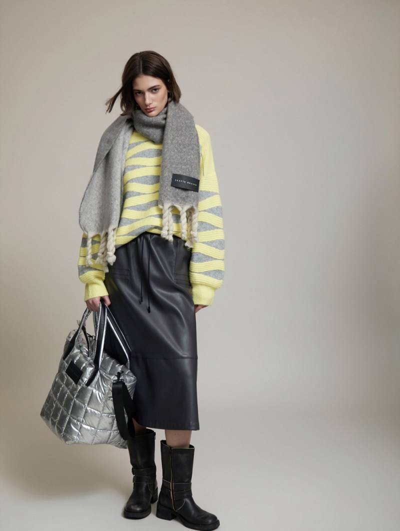 skatie wave intarsia knit sweater yellow sketchshop
