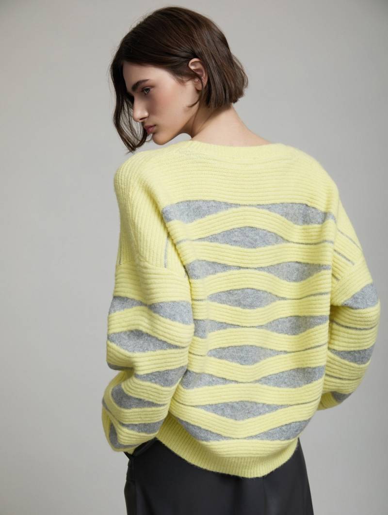 skatie wave intarsia knit sweater yellow sketchshop