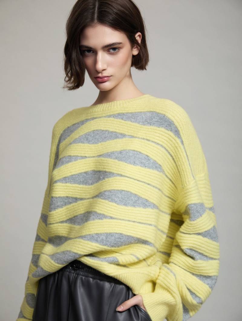 skatie wave intarsia knit sweater yellow sketchshop