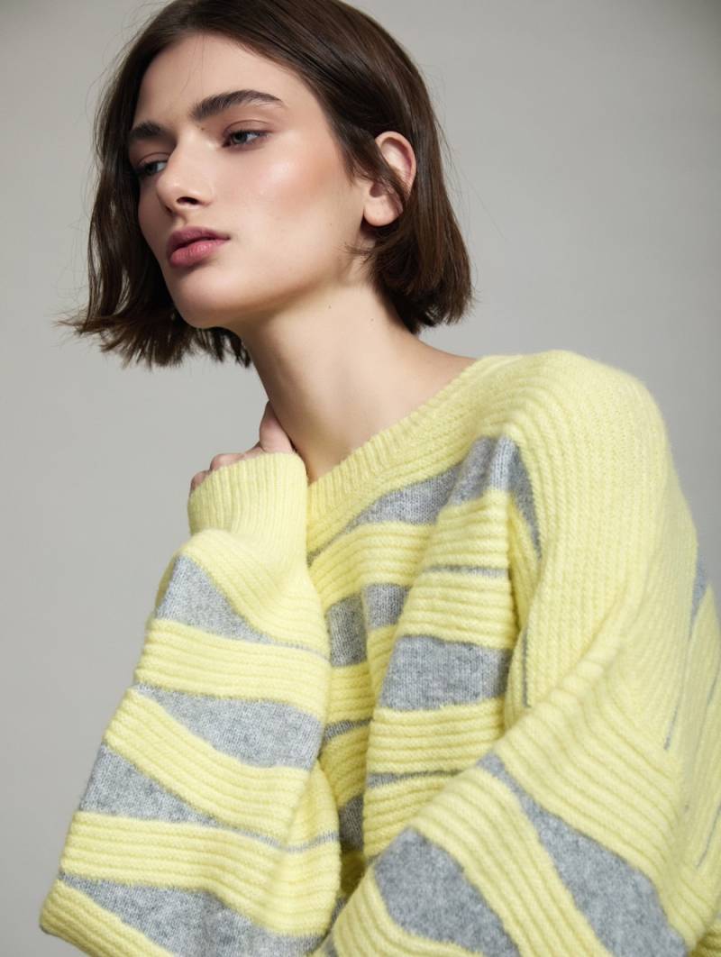 skatie wave intarsia knit sweater yellow sketchshop
