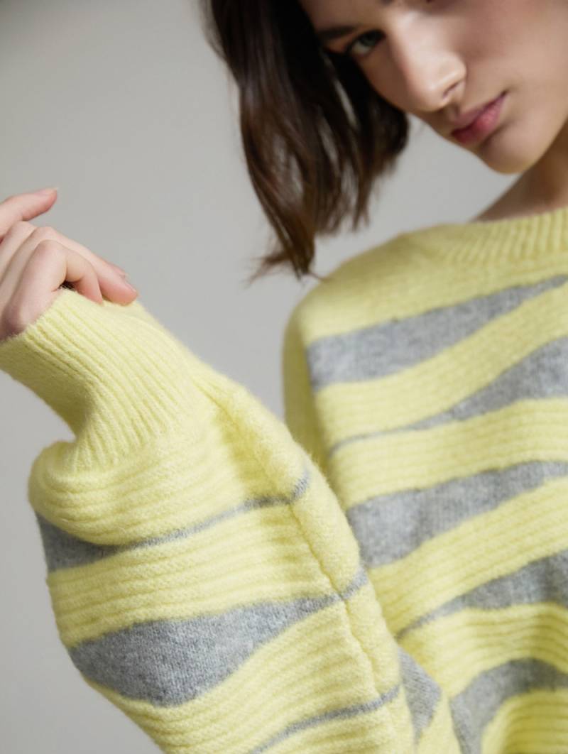 skatie wave intarsia knit sweater yellow sketchshop