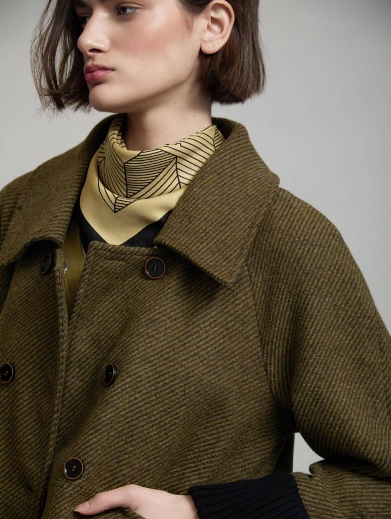 skatie wool coat contrast cuff olive slketchshop