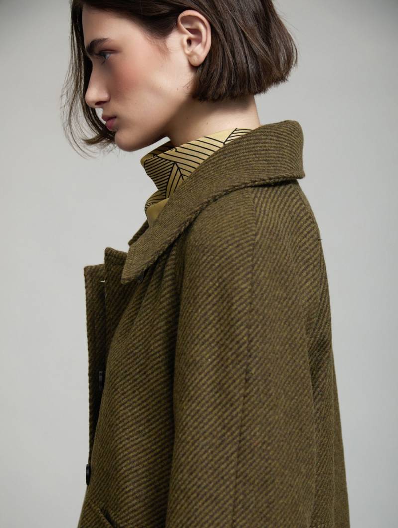 skatie wool coat contrast cuff olive slketchshop