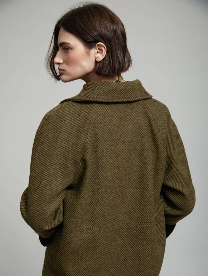 skatie wool coat contrast cuff olive slketchshop