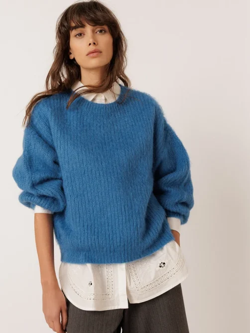 indiandcold brushed effect mohair sweater blue sketchshop
